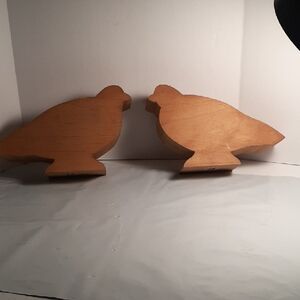 Wooden Bird Silhouette  Candleholders. Toy Mill Alaska Decor. 7" X 4". Natural.